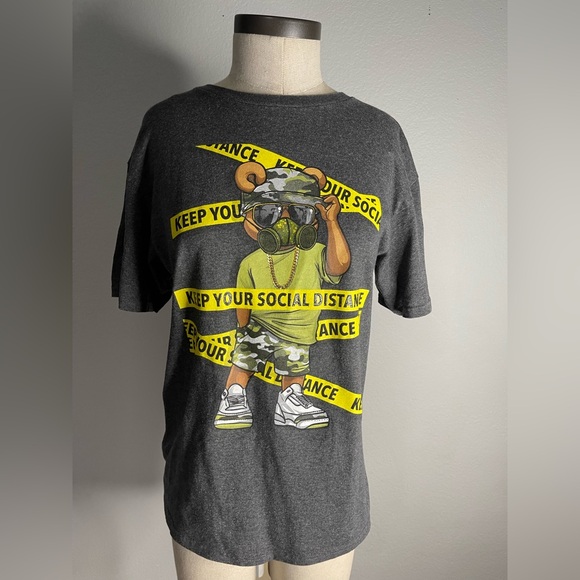 HardTen Other - HardTen Gray Graphic Tee Men’s Large Keep Your Social Distance Streetwear Shirt